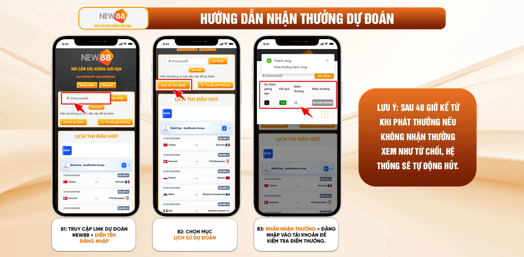 Hướng dẫn nhận thưởng
