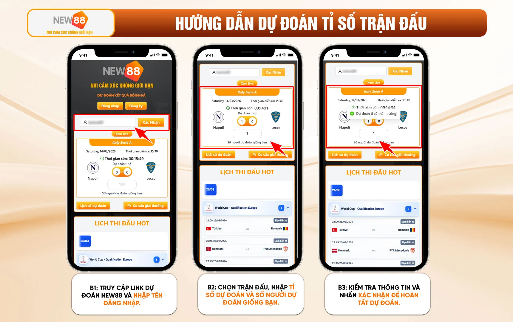 Hướng dẫn dự đoán tỉ số