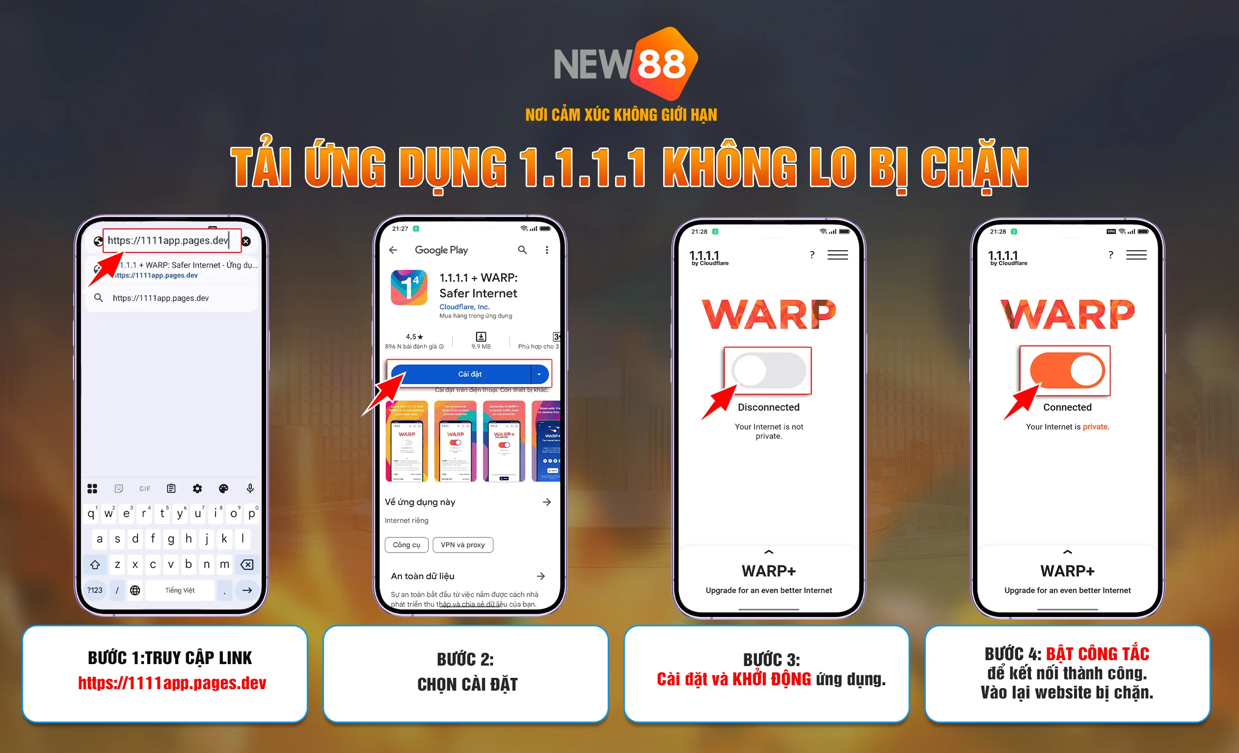 Hướng dẫn bật 1.1.1.1 WARP